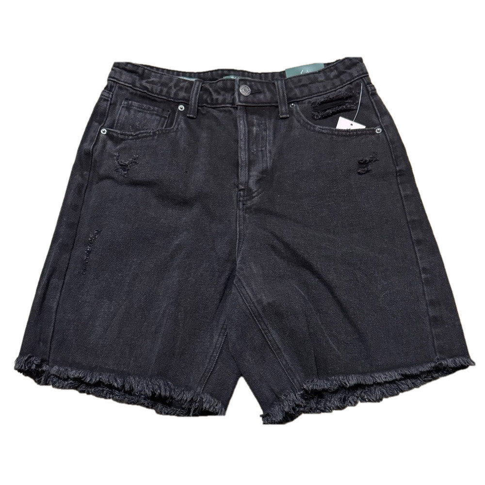 Wild Fable Black Wash High Rise Bermuda Cut Off Shorts Denim Women Size 6